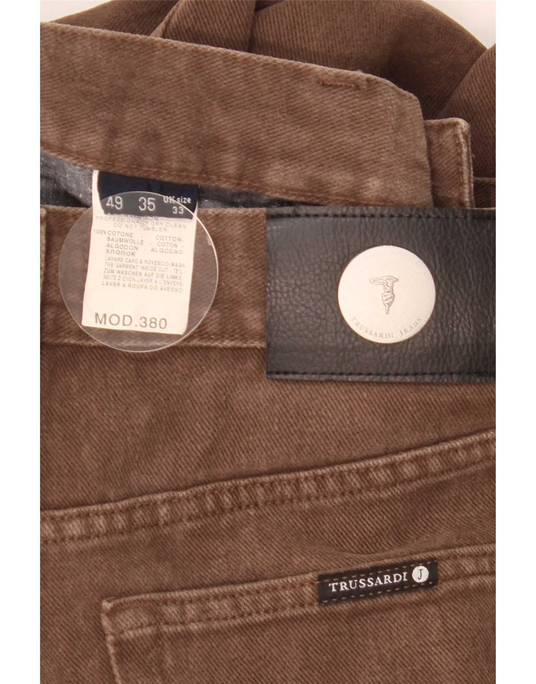 Trussardi Blugi drepti pentru bărbați W33 L30 bumbac maro