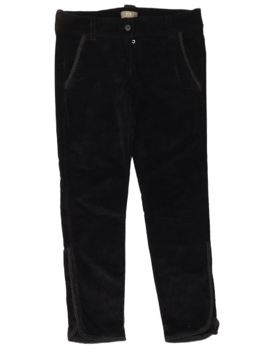 ICEBERG Pantaloni drepti pentru femei din velur L28 L27 bumbac negru