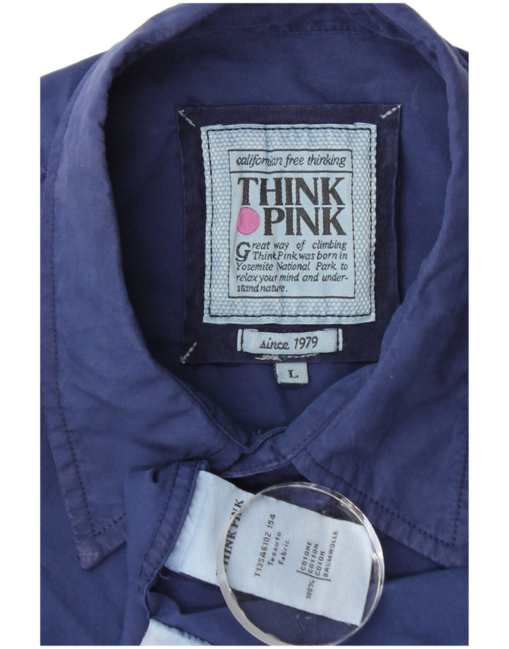 Cămașă pentru bărbați Think Pink, mare, albastru, bumbac