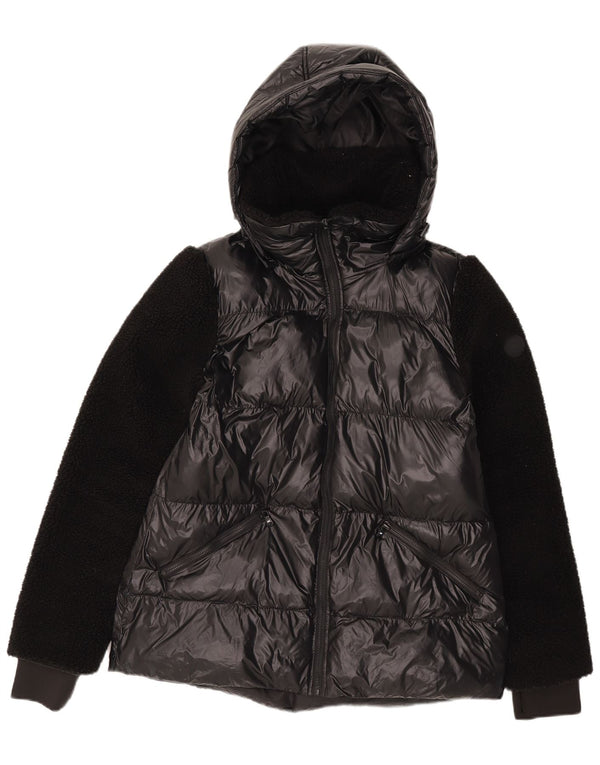 Jachetă căptușită cu glugă Michael Kors pentru femei UK 14 Medium Black Nylon