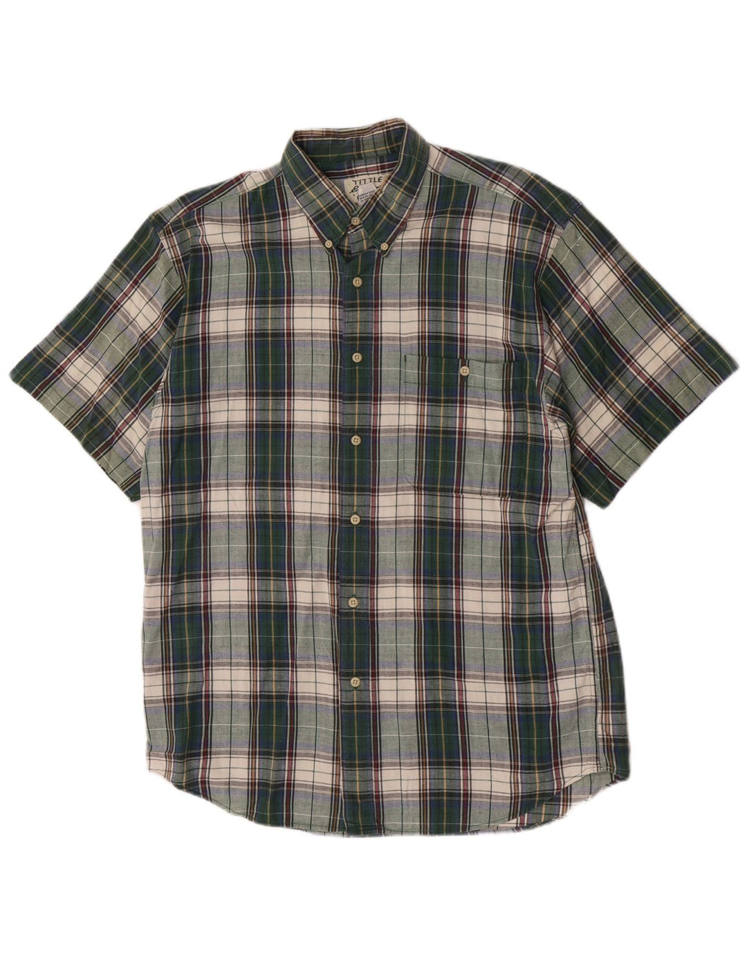 Cămașă cu mânecă scurtă pentru bărbați Eddie Bauer, de culoare obișnuită, din bumbac verde mediu cu carouri