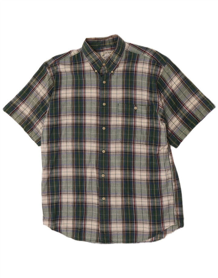 Cămașă cu mânecă scurtă pentru bărbați Eddie Bauer, de culoare obișnuită, din bumbac verde mediu cu carouri