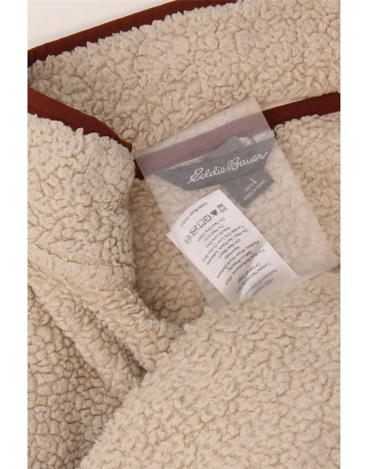 Pulover pentru bărbați Eddie Bauer, cu fermoar, lână, bej, poliester
