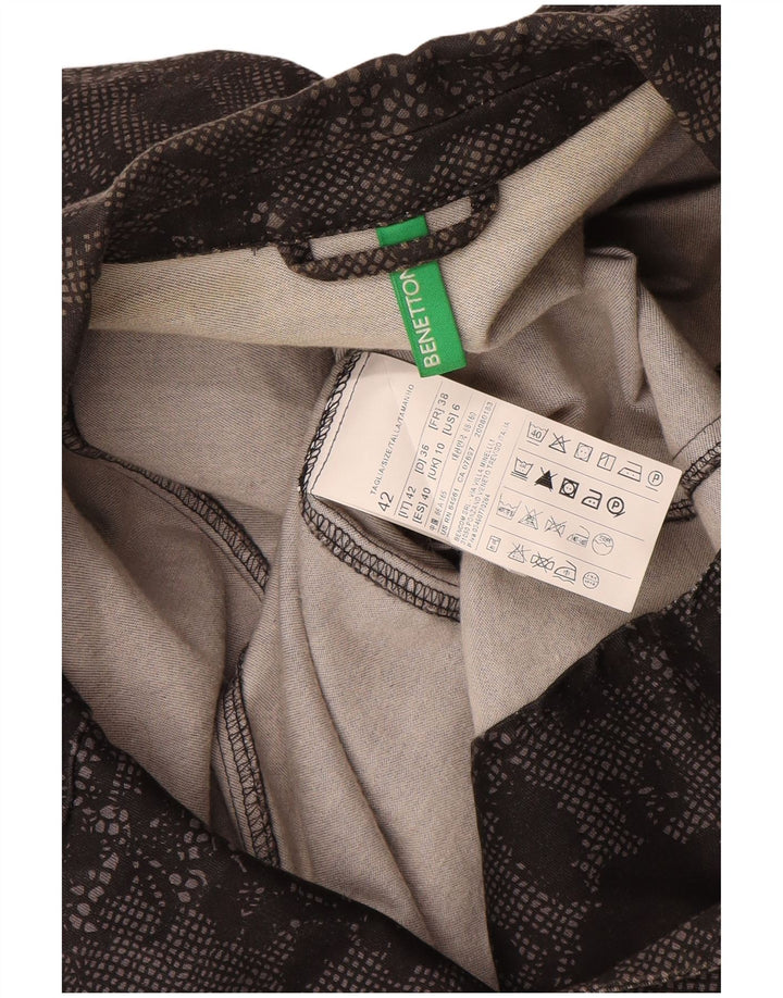 Jachetă Benetton pentru femei cu 1 nasture, UK 10, bumbac floral, negru, mic