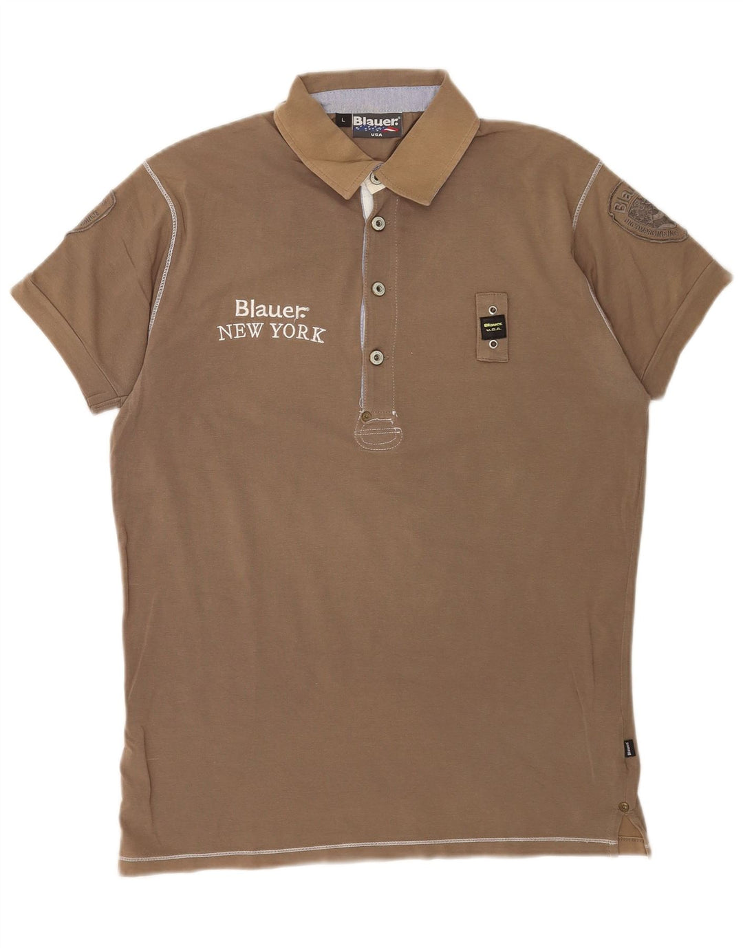 Tricou polo cu grafică Blauer pentru bărbați, maro mare