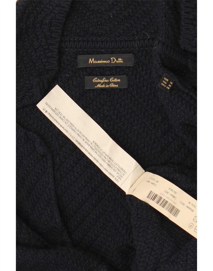 Pulover cardigan Massimo Dutti pentru bărbați, bumbac bleumarin mediu