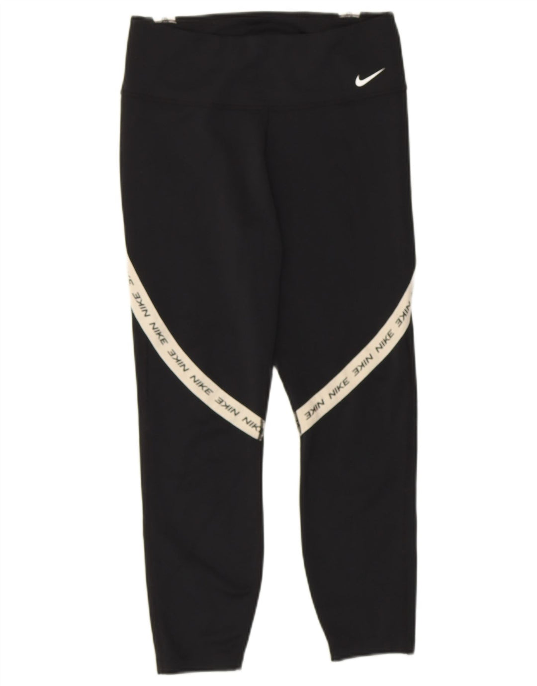 Leggings NIKE Dri Fit Graphic Capri pentru femei UK 12 Medium Black Colorblock