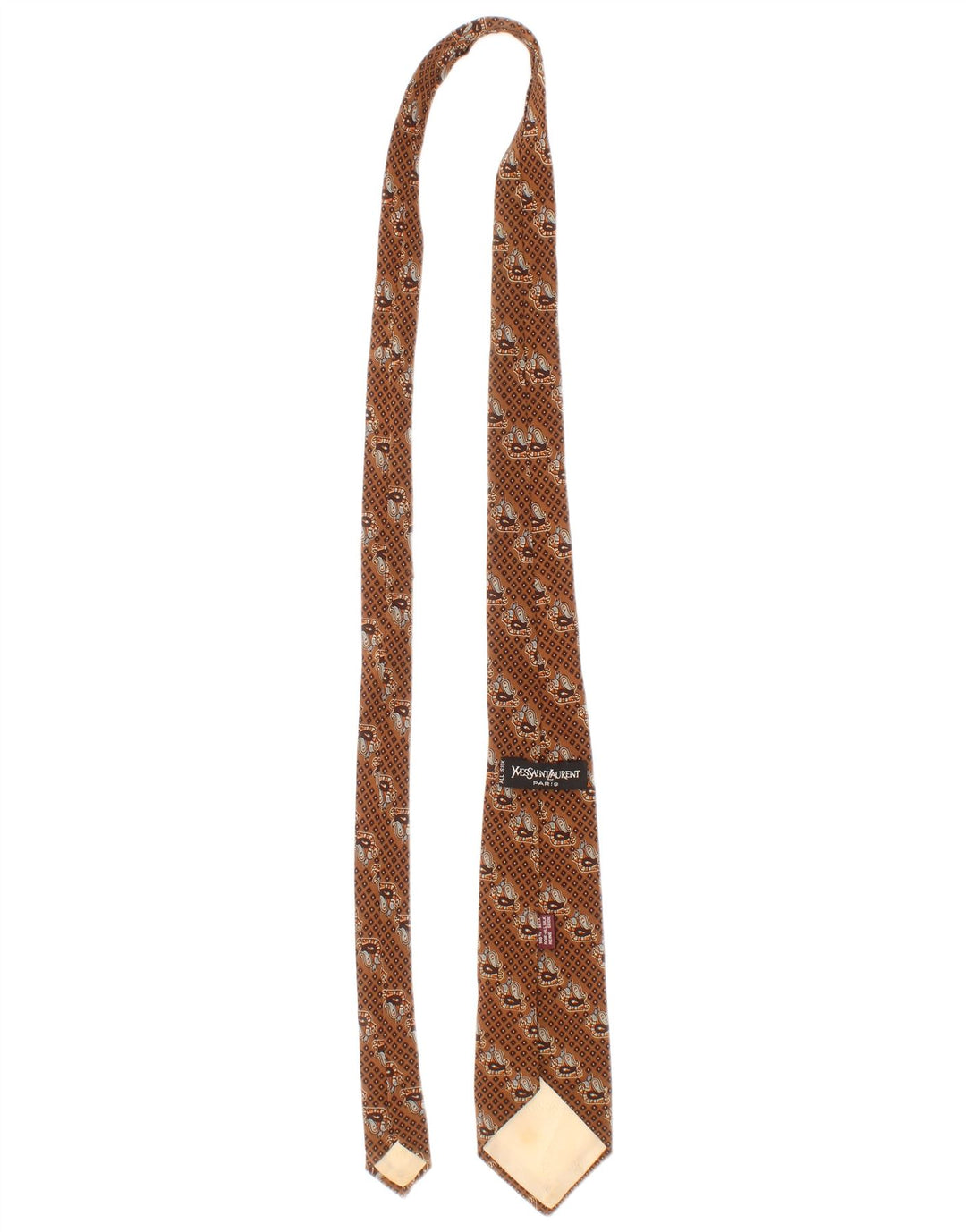 Yves Saint Laurent Cravata Barbati Marime Unică Maro Geometric Silk Classic