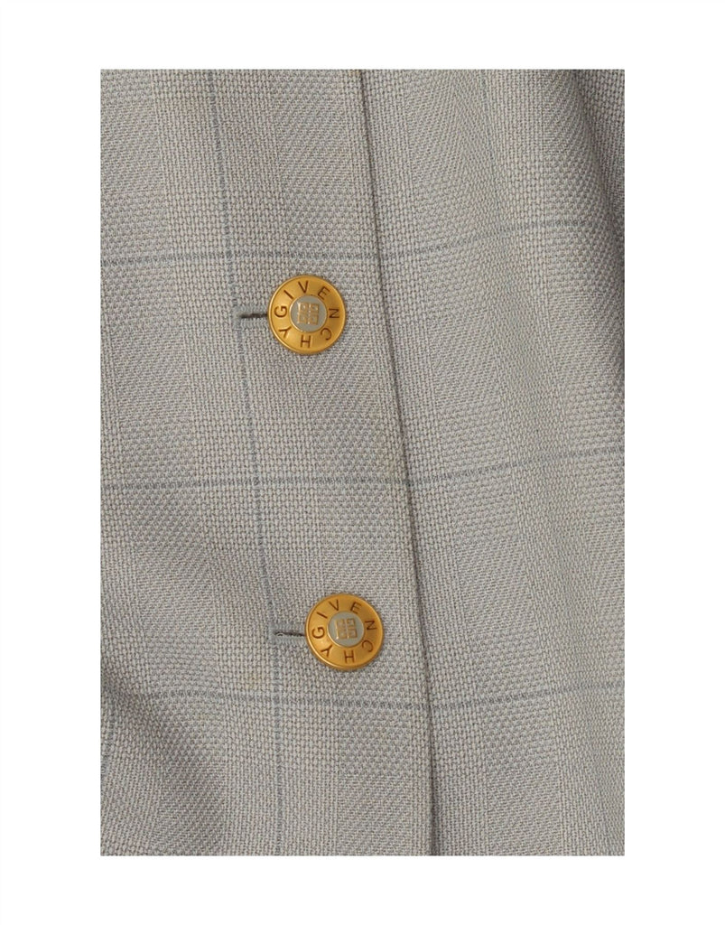 GIVENCHY Womens Longline 4 Button Blazer Jacket US 10 Large Grey Check Vintage Givenchy and Second-Hand Givenchy from Messina Hembry 