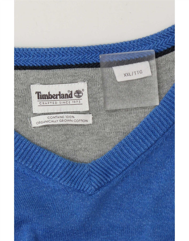 Pulover cu decolteu în V Timberland pentru bărbați, bumbac albastru 2XL