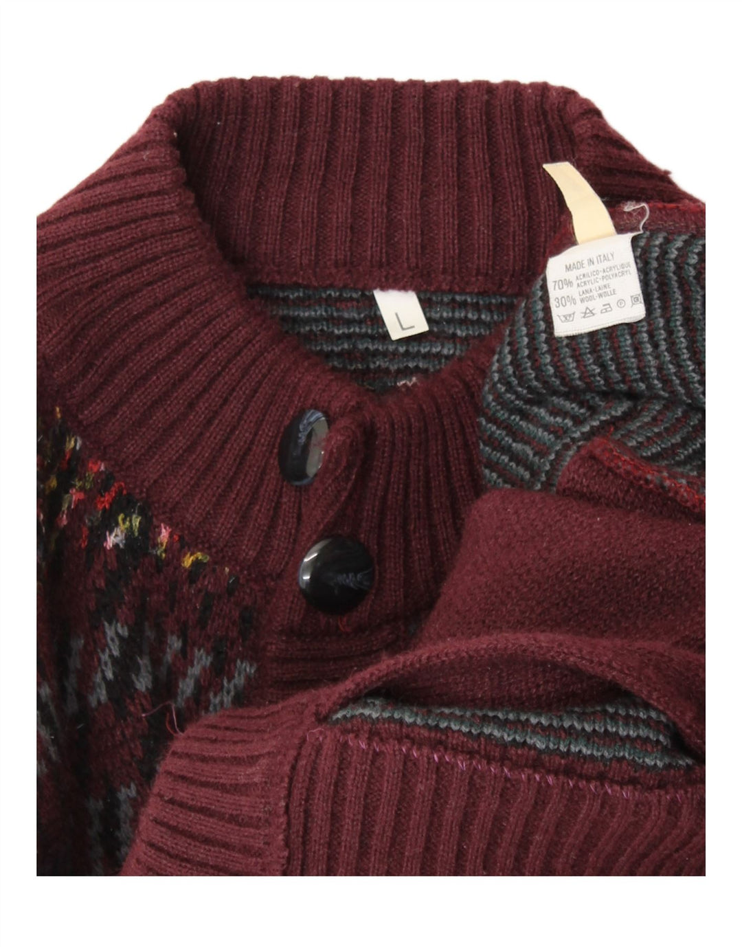Pulover Cardigan Bărbați VINTAGE Maroon Geometric Acrilic