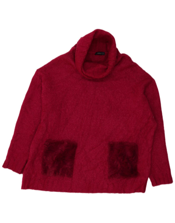 Pulover supradimensionat pentru femei Zara, cu gât rulat, UK 14, acrilic, roz mediu