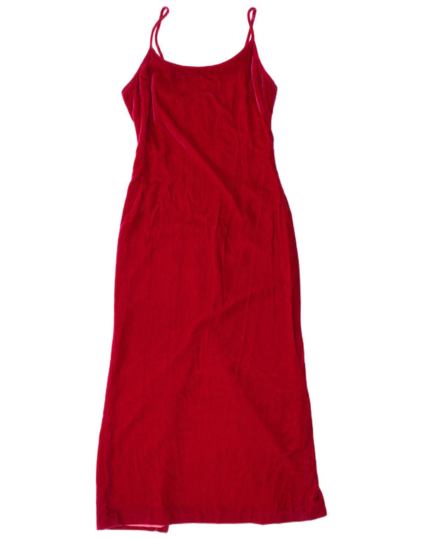 RICHARD LEWIS Rochie Maxi fără mâneci pentru femei din velur UK 12 Roz mediu