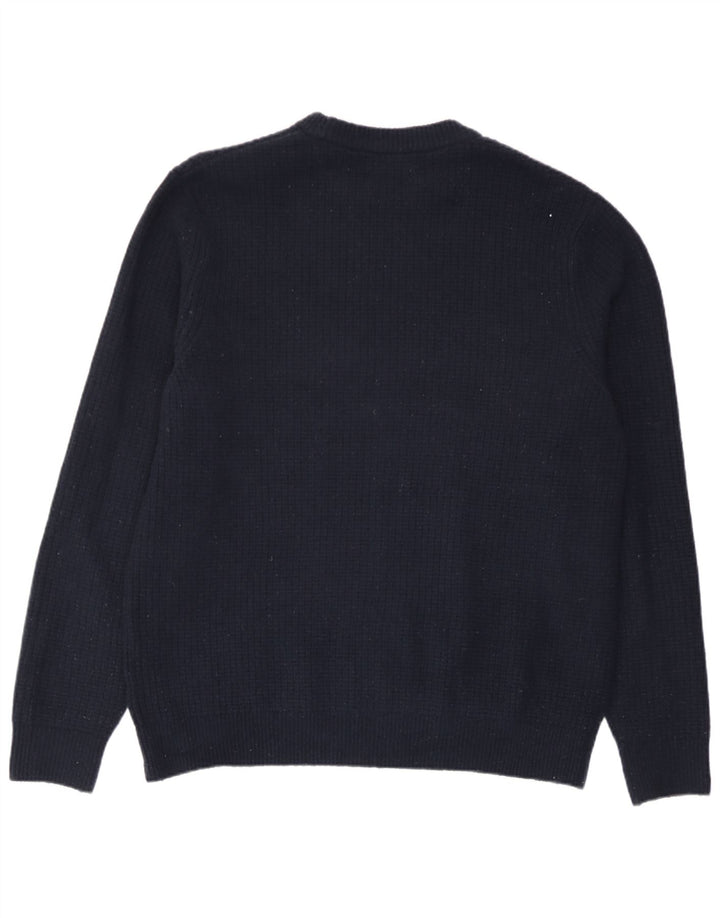 Pulover pentru bărbați Marks & Spencer, cu gât roșu, mare, acrilic, albastru bleumarin