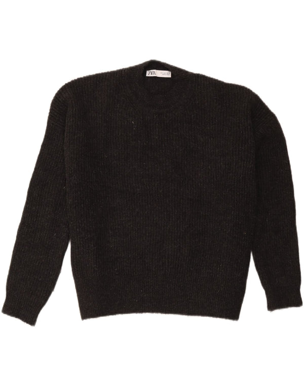 Pulover supradimensionat pentru femei Zara, cu decolteu triplu, UK 10, mic, negru, pete