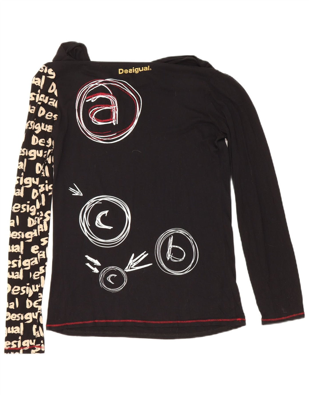 Desigual Top grafic pentru femei cu mânecă lungă UK 12 Medium Black