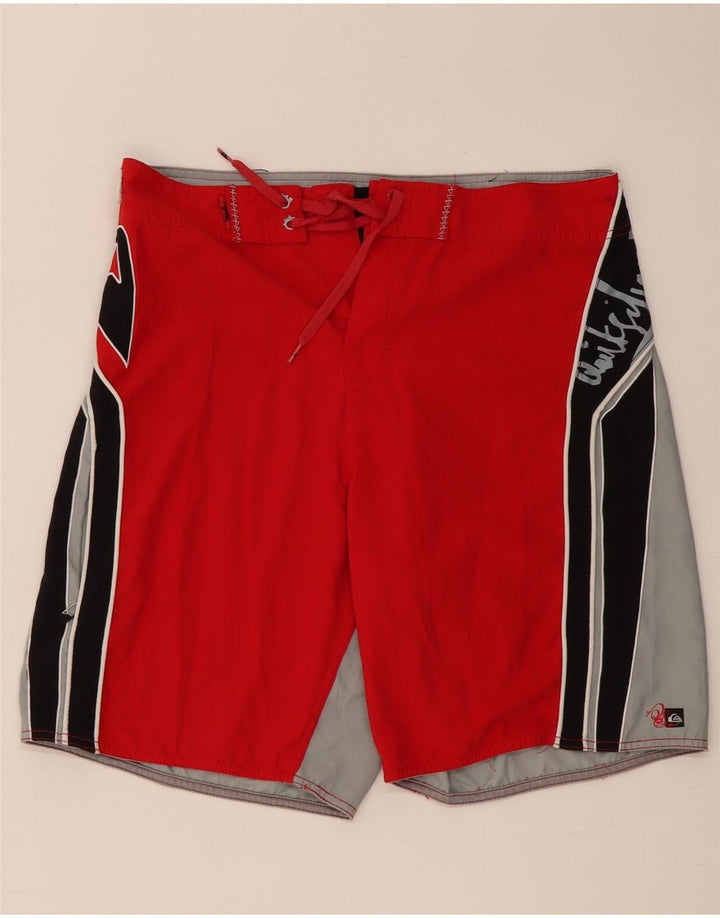 QUIKSILVER Pantaloni scurți de înot cu grafică pentru bărbați, din poliester mare, roșu