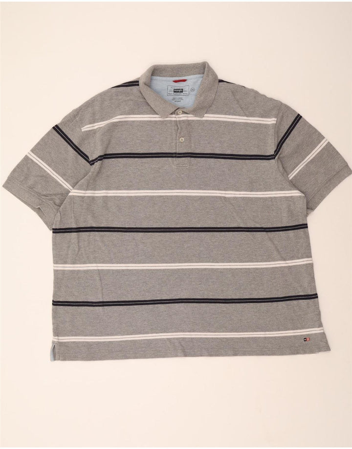 WRANGLER Mens Polo Shirt 2XL Grey Striped Cotton Vintage Wrangler and Second-Hand Wrangler from Messina Hembry 