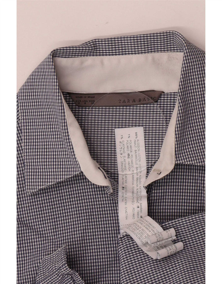 Zara Cămașă pentru femei Mic albastru Gingham Bumbac