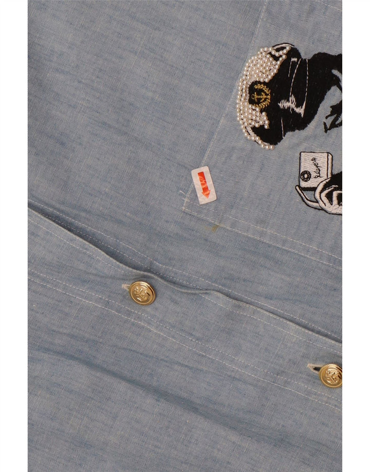 Cămașă cu grafică vintage pentru femei UK 18 XL Albastru