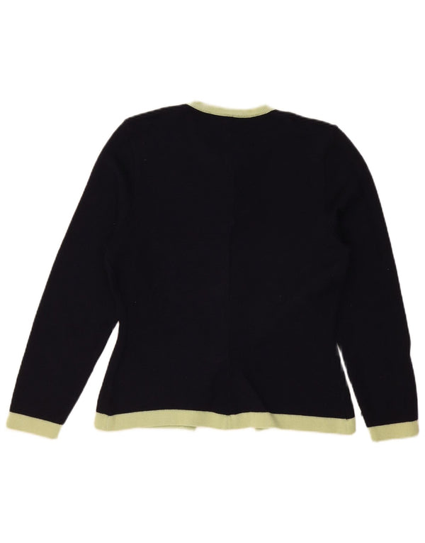 Pulover cardigan supradimensionat vintage pentru femei UK 10, albastru bleumarin, colorat
