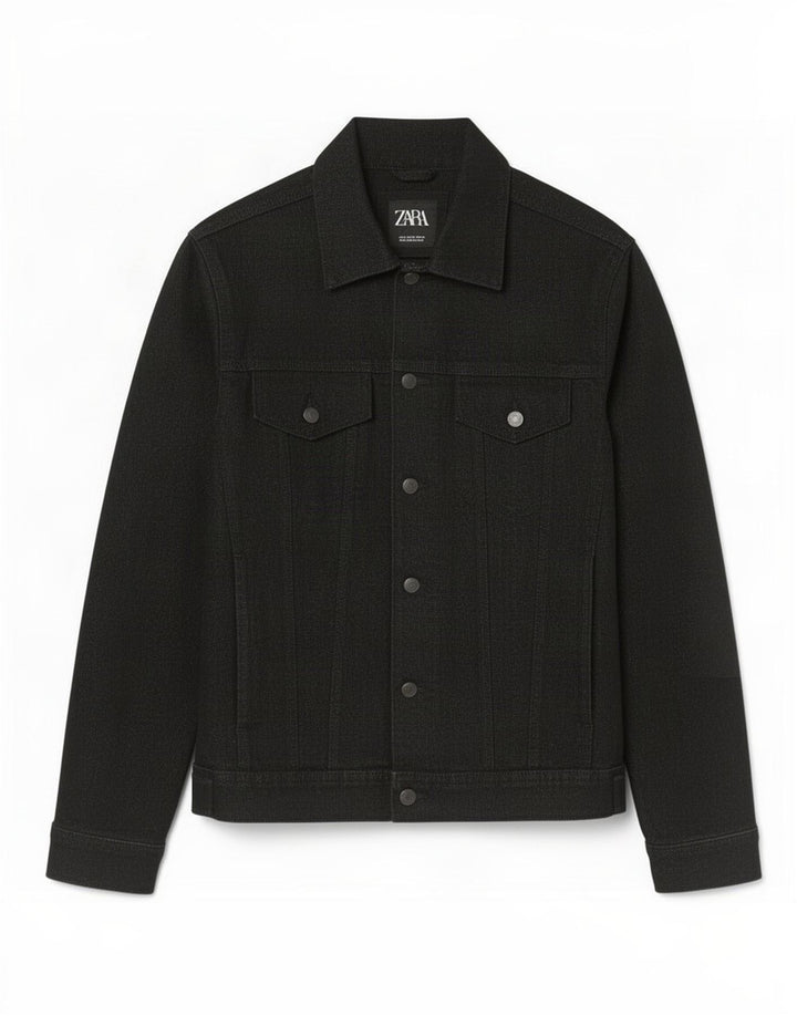Jachetă de blugi pentru bărbați Zara UK 38, bumbac mediu negru