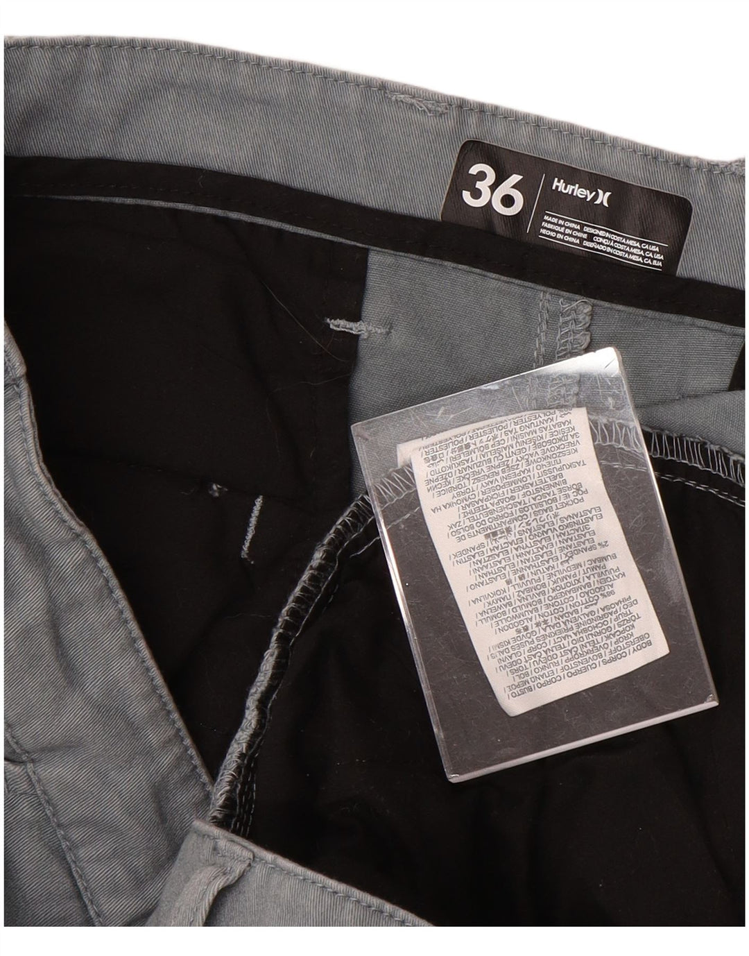 Pantaloni chino drepți pentru bărbați HURLEY L36 L32 bumbac gri