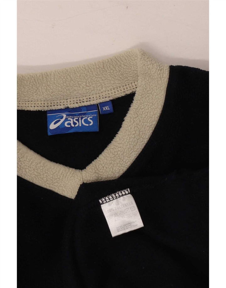 Pulover Asics pentru bărbați din fleece 2XL, albastru bleumarin, poliester