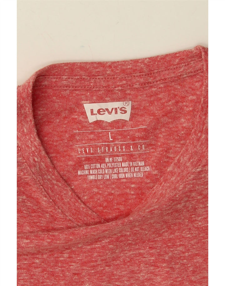LEVI'S Mens T-Shirt Top Large Pink Flecked Cotton