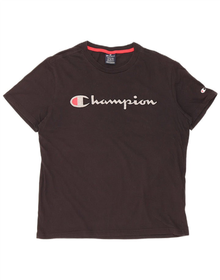 Tricou grafic pentru bărbați CHAMPION Top mediu negru bumbac