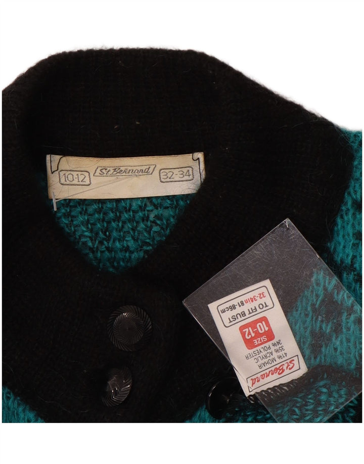 Pulover cardigan St. Bernard pentru femei UK 10/12 Turcoaz mediu Houndstooth