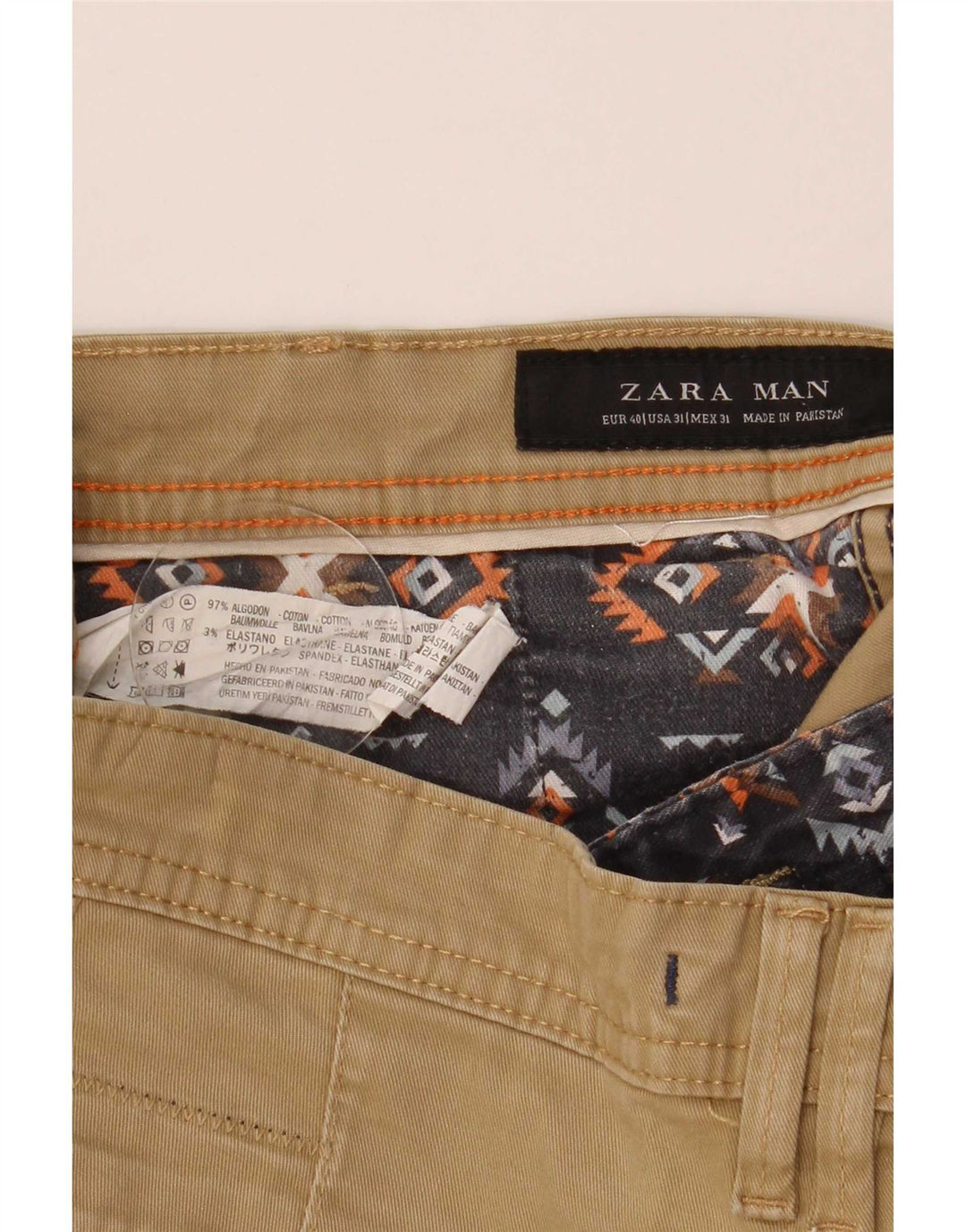 Pantaloni scurți chino pentru bărbați Zara EU 40 Medium W31 Bej Bumbac