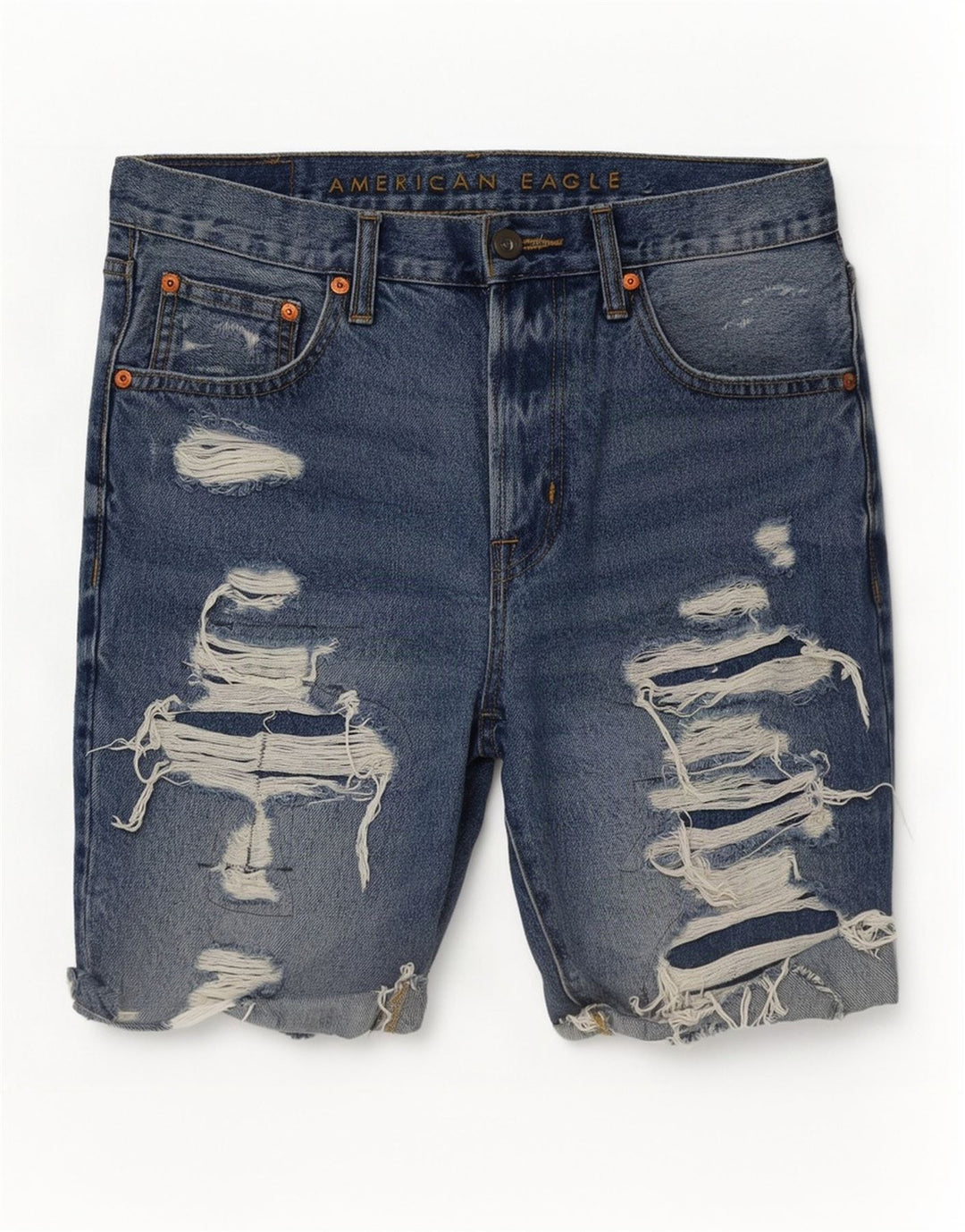 Pantaloni scurți din denim învechit pentru bărbați American Eagle W31, bumbac albastru mediu
