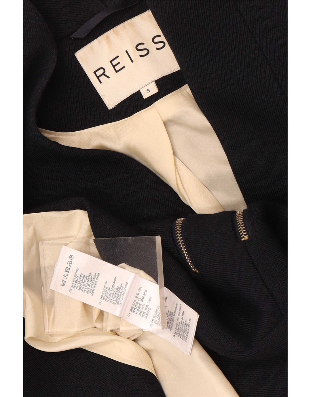 Sacou blazer pentru femei Reiss cu 1 nasture UK 10 Poliester bleumarin mic