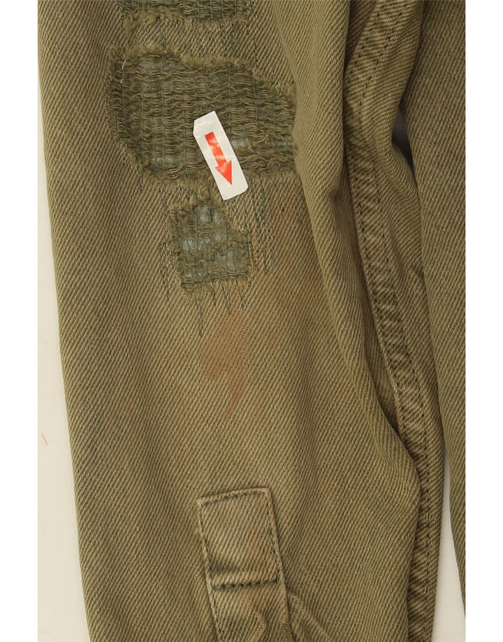 Cămașă din denim pentru bărbați, învechită, din bumbac kaki mediu