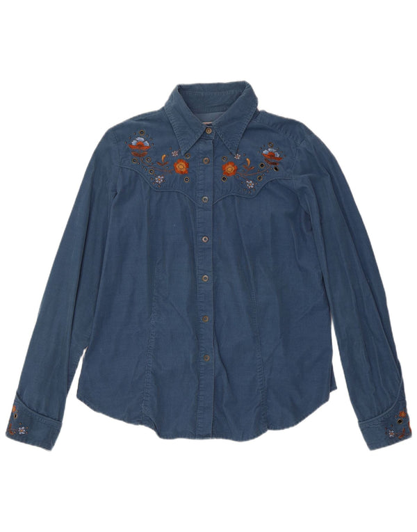 Cămașă cu mânecă lungă pentru femei Marlboro Classics UK 16 Large Blue Floral Western