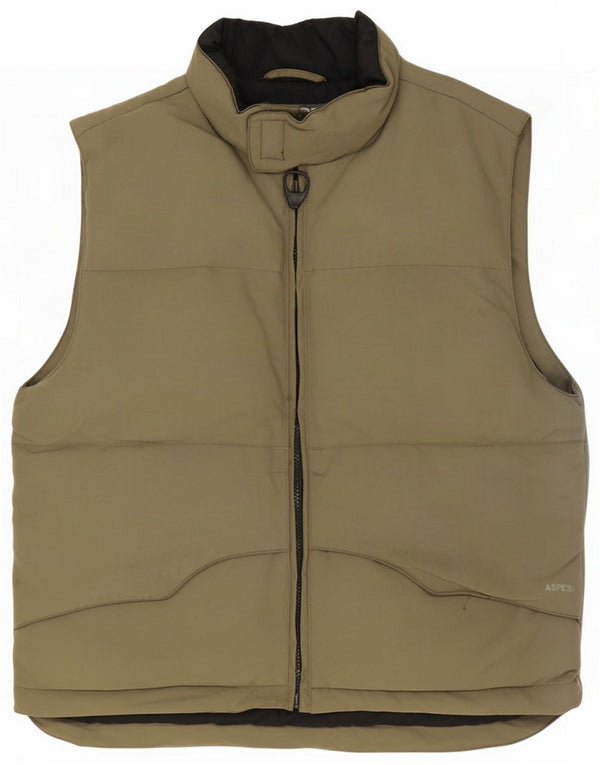 Aspesi Mens Padded Gilet UK 38 Medium Khaki Nylon