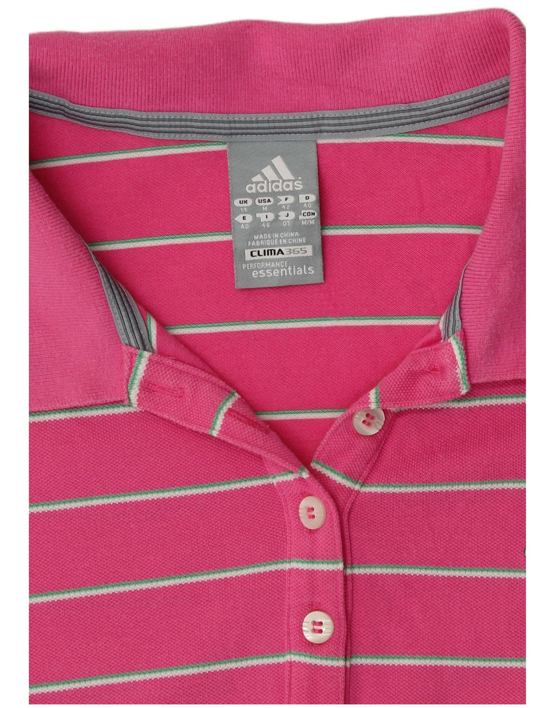Tricou polo ADIDAS Clima 365 pentru femei UK 14 Roz mediu cu dungi