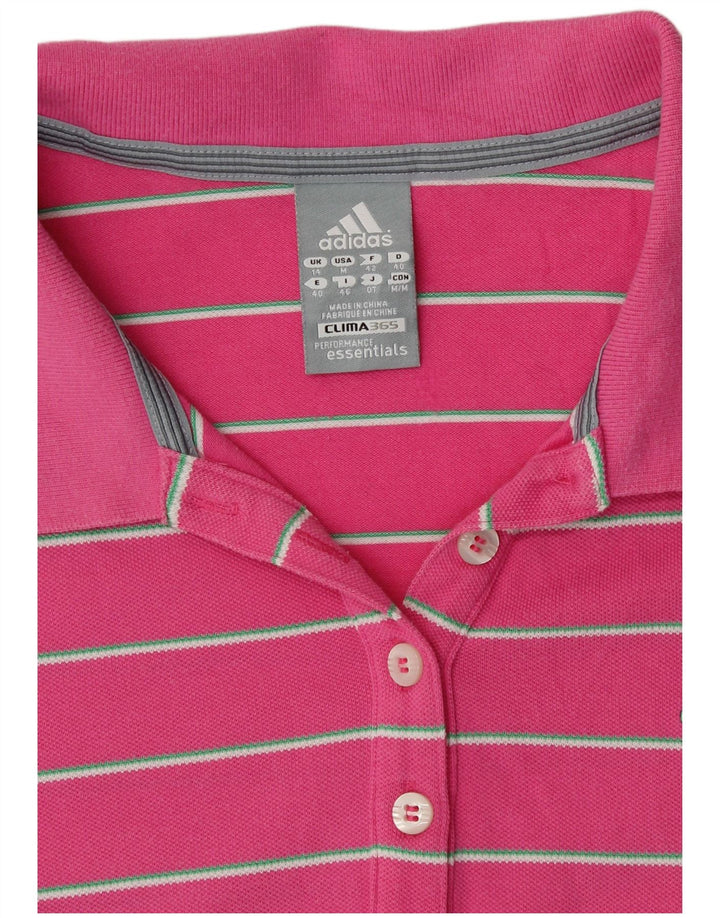 Tricou polo ADIDAS Clima 365 pentru femei UK 14 Roz mediu cu dungi