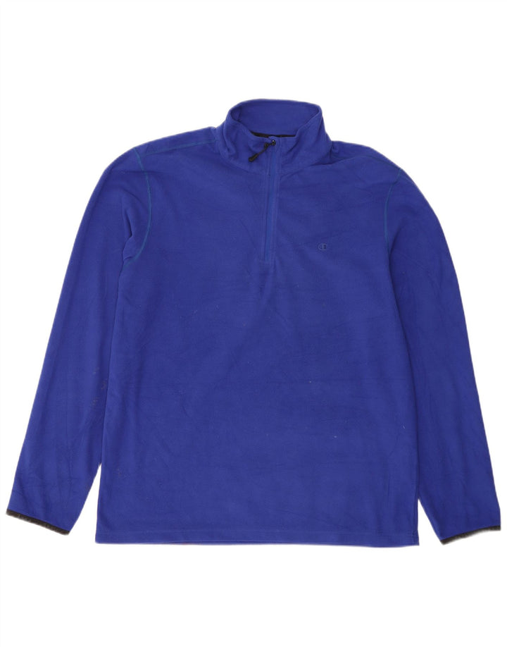 Pulover pentru bărbați Champion, cu fermoar și gât, fleece, XL, albastru