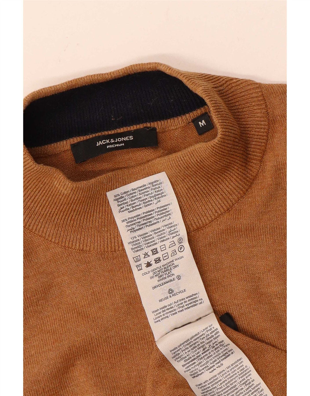 Pulover Jack & Jones pentru bărbați, cu gât țestoasă, bumbac maro mediu