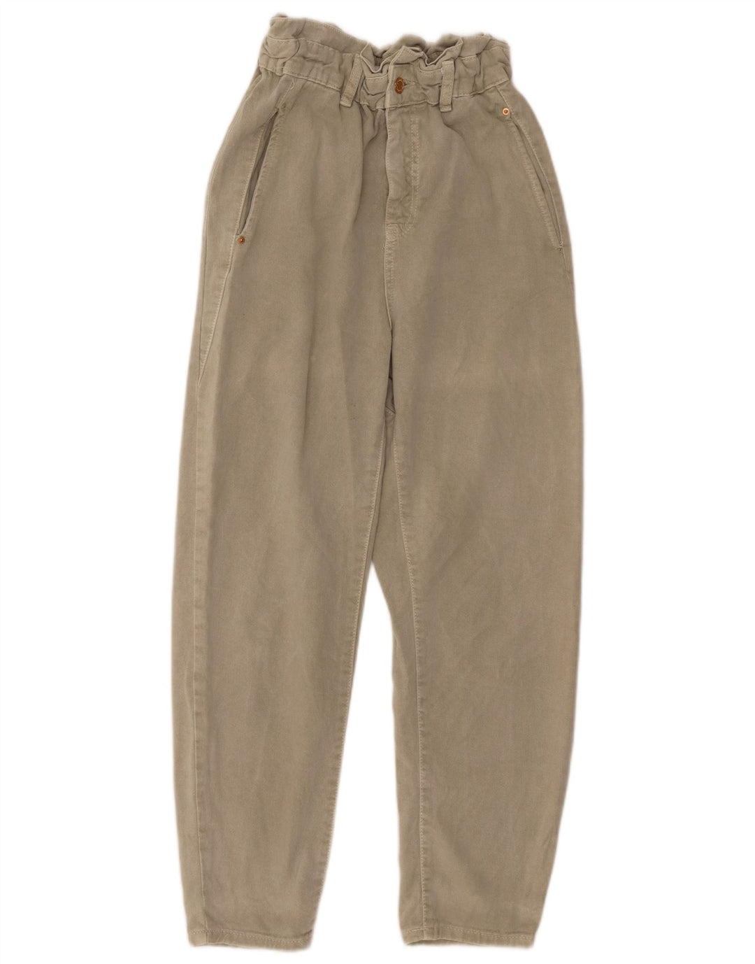 Pantaloni casual conici pentru femei cu talie înaltă ZARA EU 36 XS W26 L26 gri