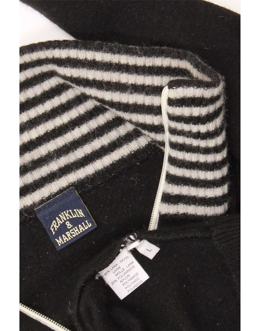 Pulover cardigan grafic pentru bărbați Franklin & Marshall, lână mare cu dungi negre