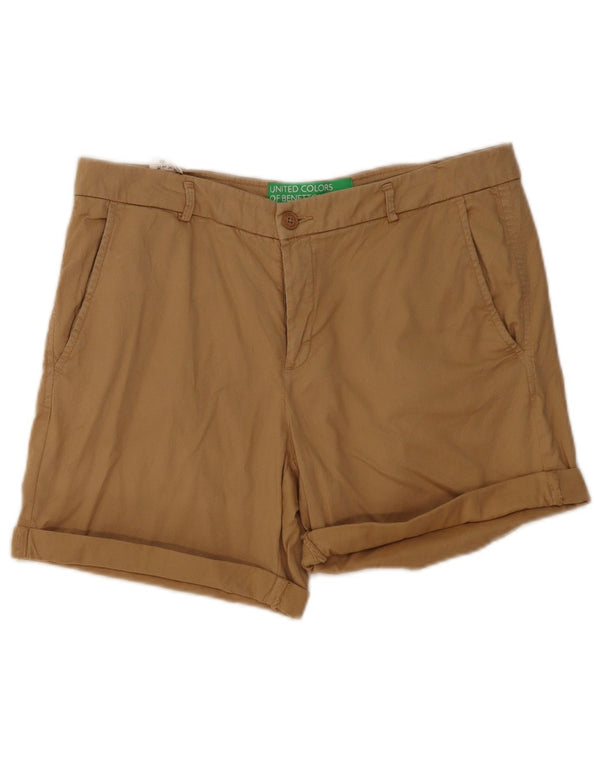 Pantaloni scurți chino Benetton pentru femei UK 14 Large W36 Beige Bumbac