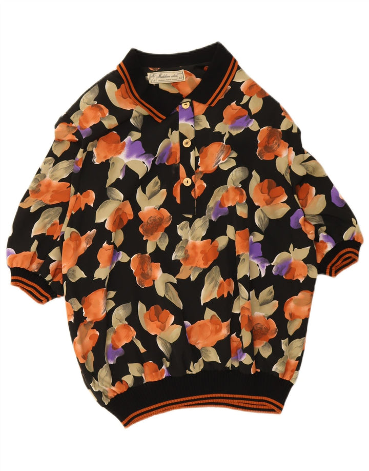 Cămașă vintage pentru femei IT 52 2XL Negru Floral