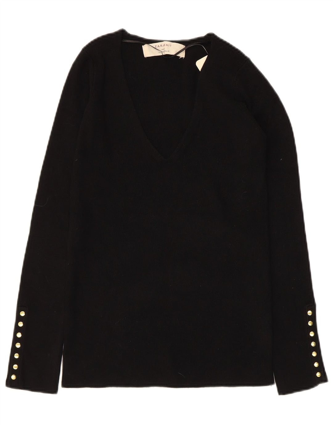 Pulover cu decolteu în V ZARA pentru femei UK 12, raion mediu negru