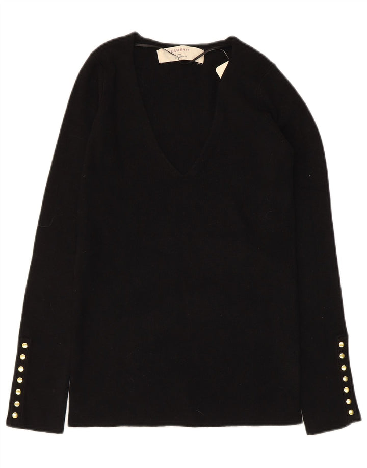 Pulover cu decolteu în V ZARA pentru femei UK 12, raion mediu negru