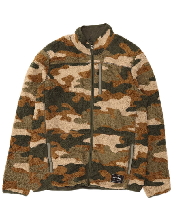 Jachetă fleece pentru bărbați EDDIE BAUER UK 42 XL kaki poliester camuflaj