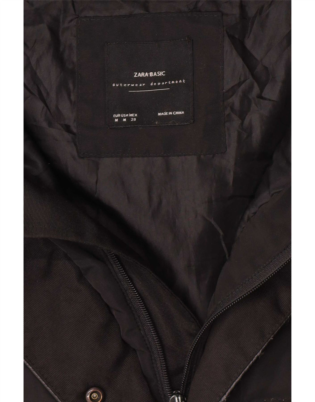 Palton căptușit cu glugă pentru femei Zara UK 14 Medium Black