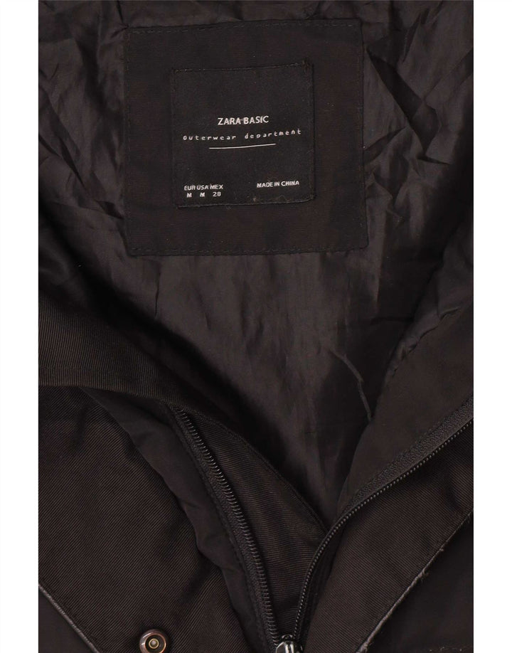 Palton căptușit cu glugă pentru femei Zara UK 14 Medium Black